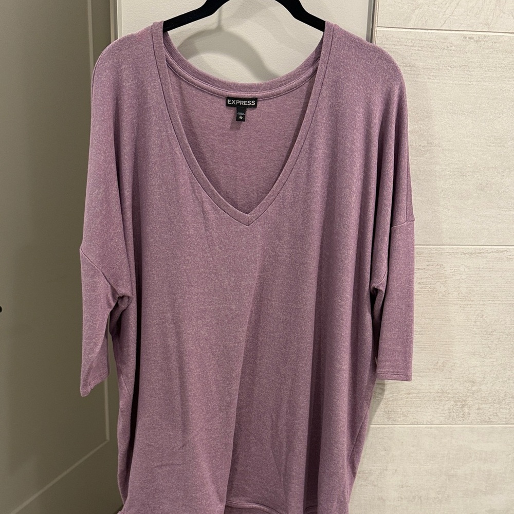🧡 Express Oversized V-Neck Tunic in Lavender